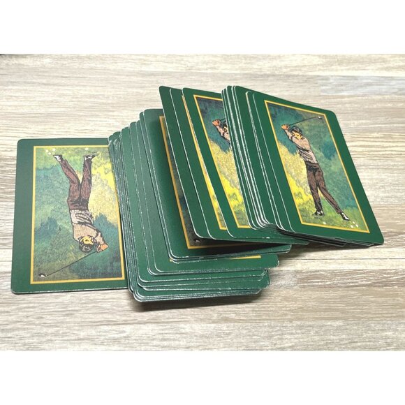 Golf Playing Cards in Wood Box 2 Decks Vintage Office Desk Display - Picture 6 of 12